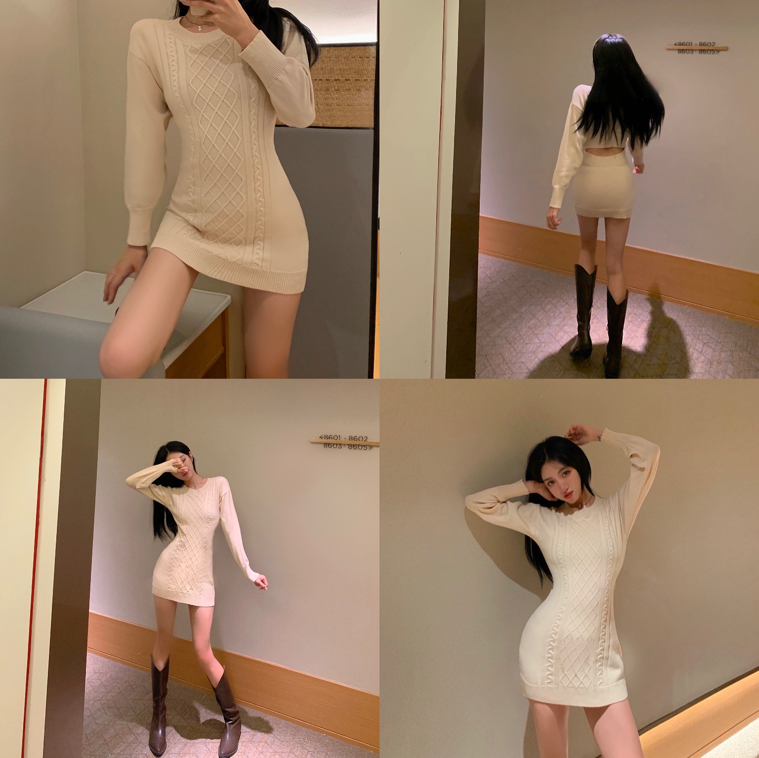 Real price photo of autumn and winter dew backpack hip skirt shows thin, with twist wool skirt and knitted bottom dress