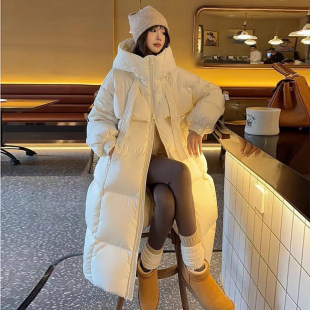 反季加厚羽绒棉服女长版过膝韩版宽松棉衣面 面包服冬季新款棉袄