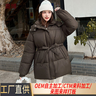 加厚中长款羽绒棉服韩版网红宽松棉袄女批发时尚收腰百搭棉衣外套