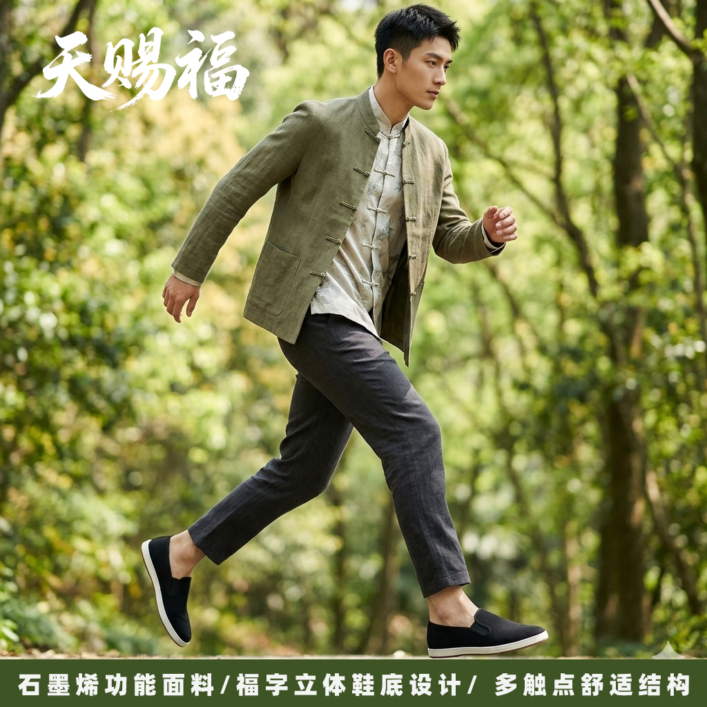 天赐福透气多触点石墨烯面料男鞋