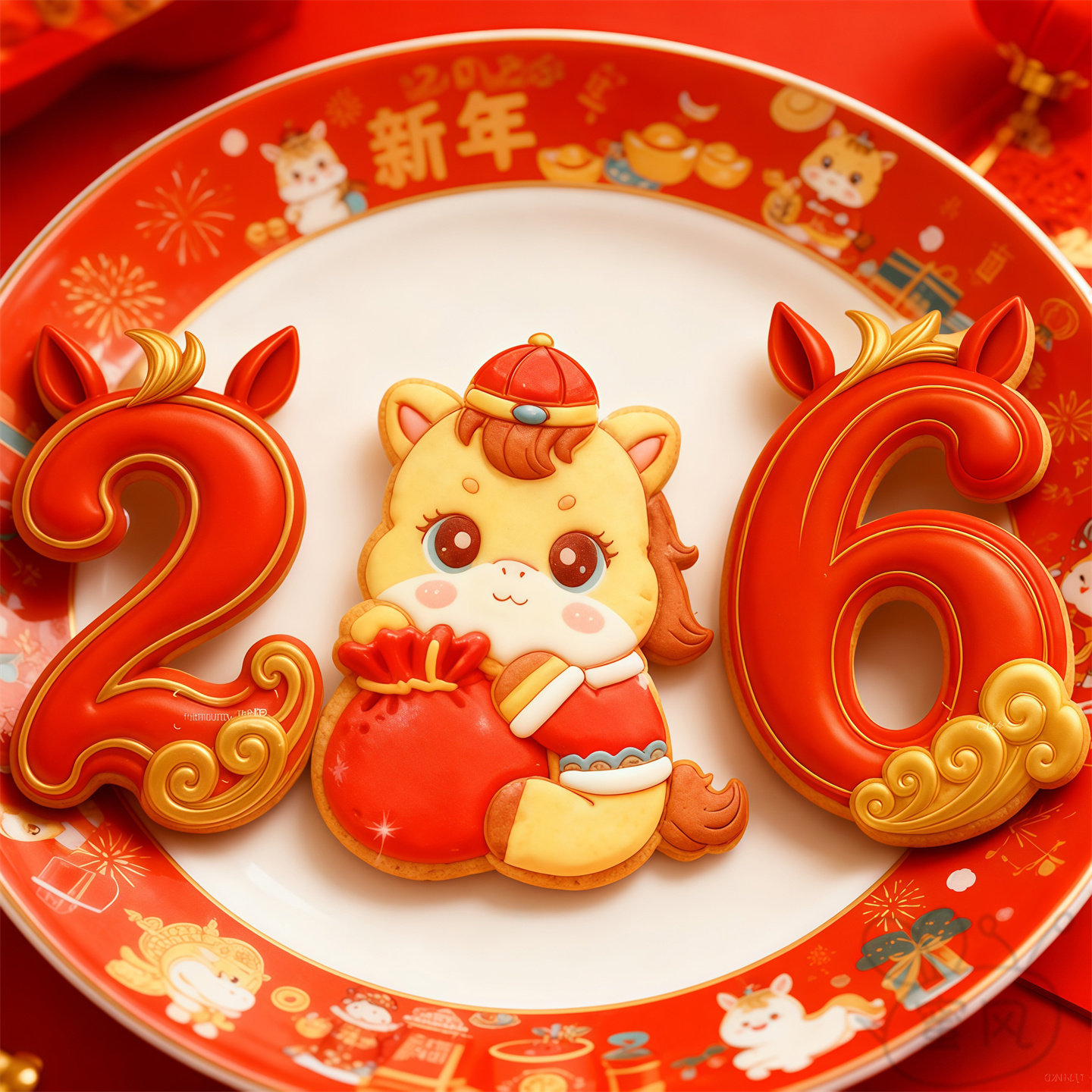 2026马年创意数字新年发财饼干模具福袋家用数字创意DIY烘焙工具