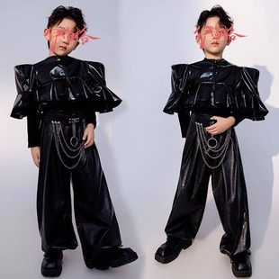 舞台走秀男童皮衣机车服少儿模特大赛T台MOKA演出服比赛儿童服装