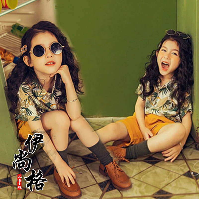 复古港风80年代女小童走秀演出服影楼写真艺术照儿童摄影服装潮拍