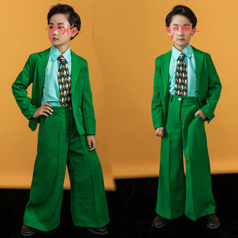 糖果色男童西装套装主持人礼服模特T台大赛演出服比赛儿童服装帅