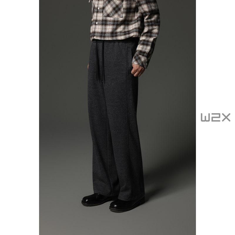 羊毛针织醋酸自发热松紧腰休闲裤