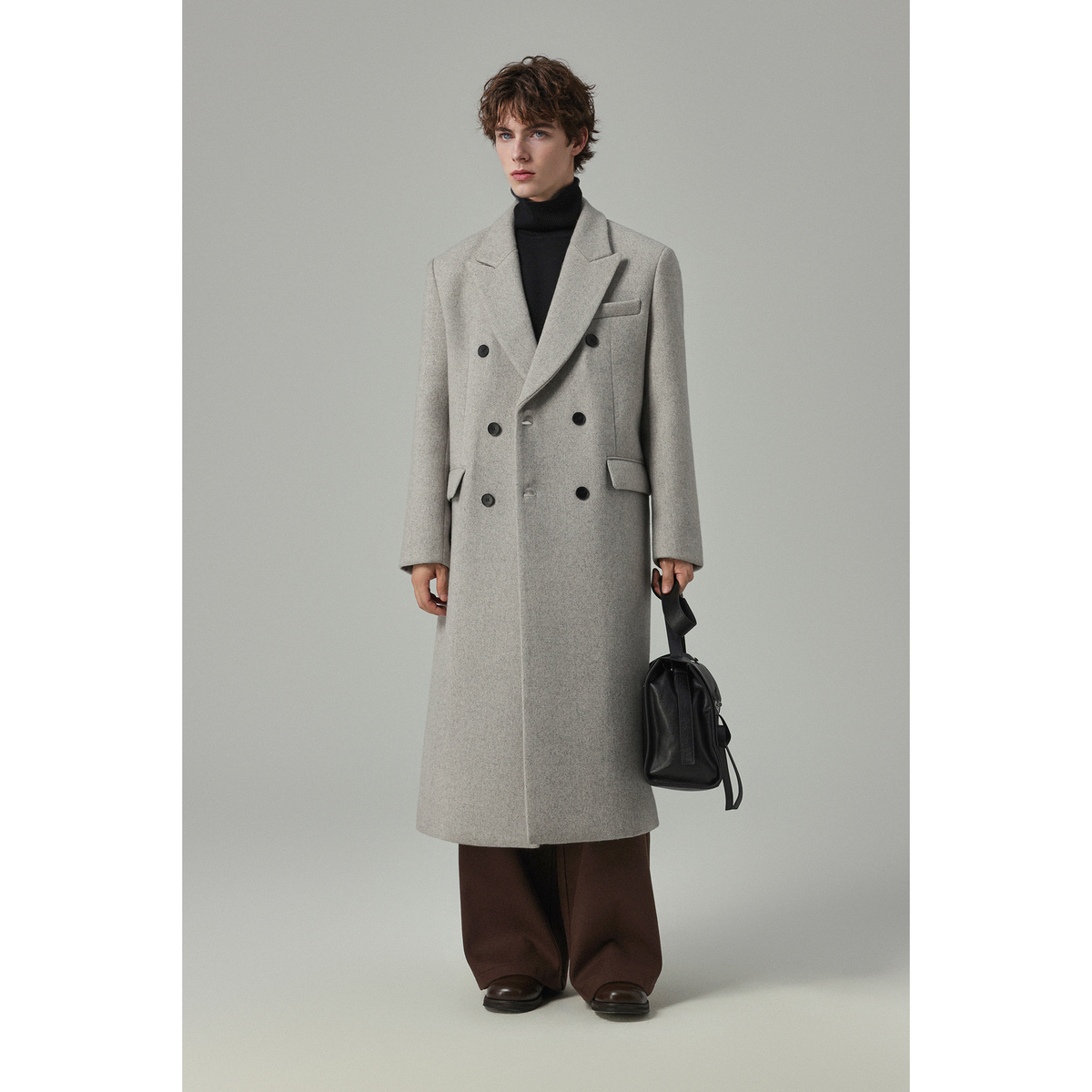 w2x高级感秋冬季加厚男士羊毛呢大衣外套双面呢子男风衣长款男装