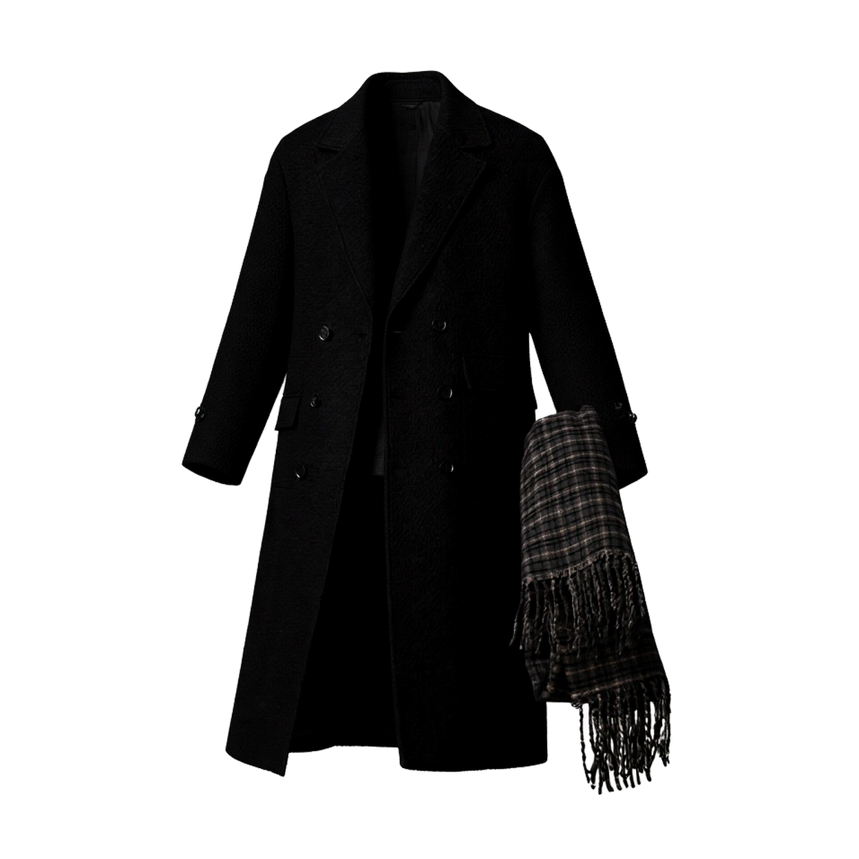 w2x羊毛呢大衣双面呢设计感秋冬季西装外套加厚男装过膝风衣时尚