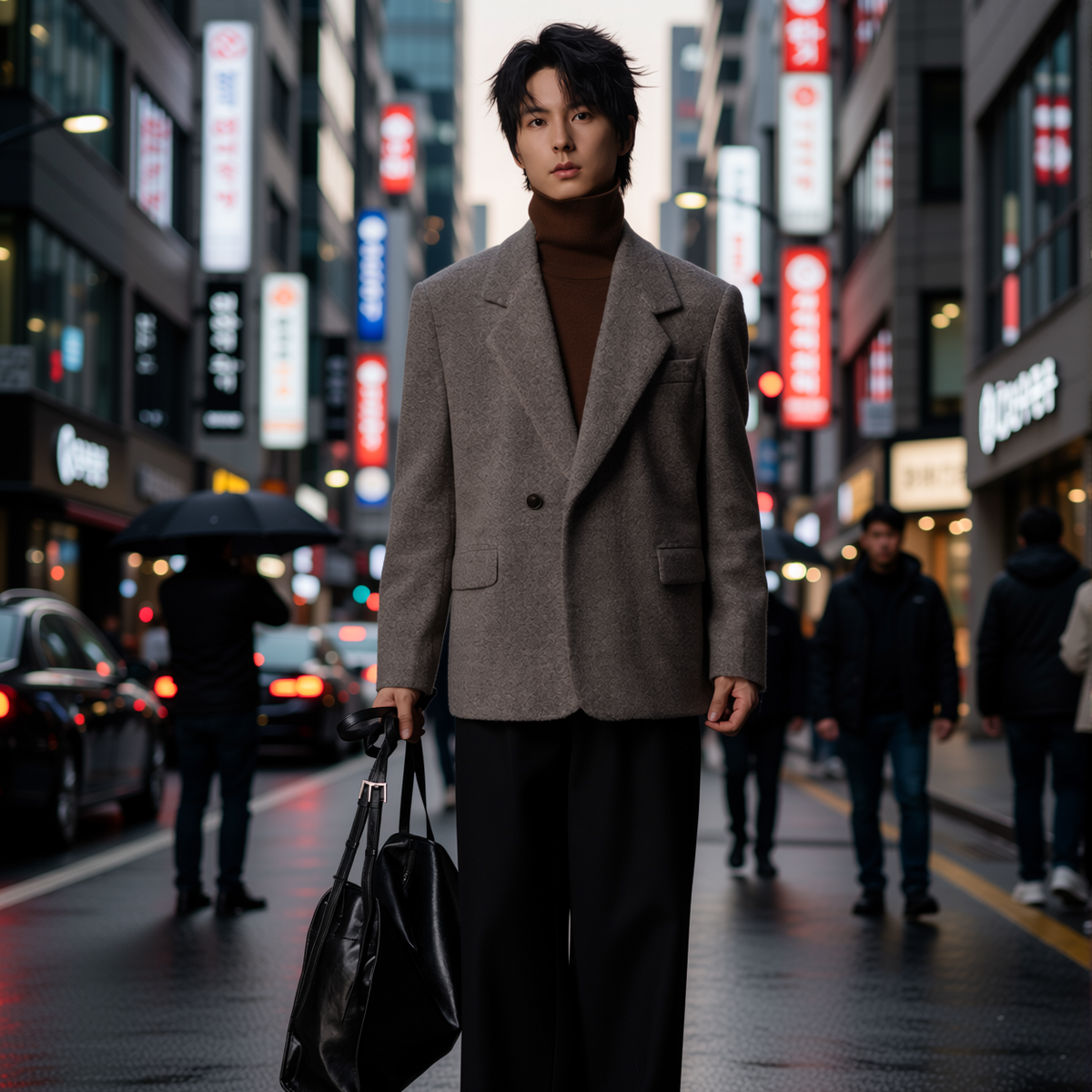 w2x轻熟风毛呢大衣外套西服男装商务正装秋冬季加厚保暖西装新款