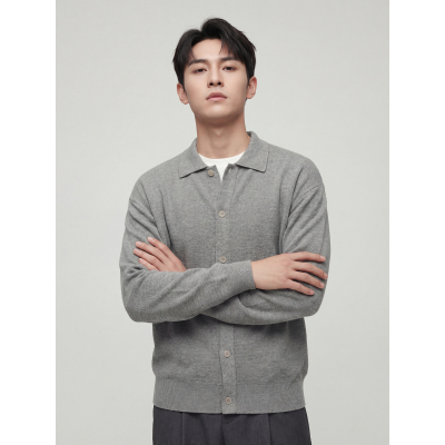 天丝亚麻羊毛针织开衫男