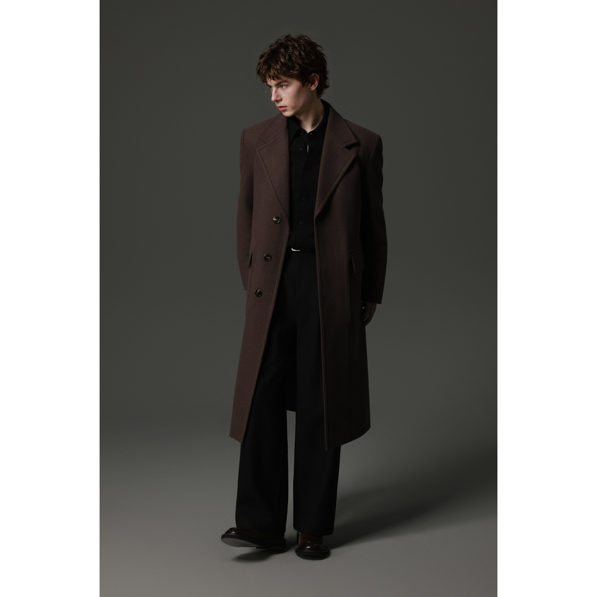 w2x休闲风衣外套秋冬季加厚羊毛呢大衣男装长款西装男士纯色外衣