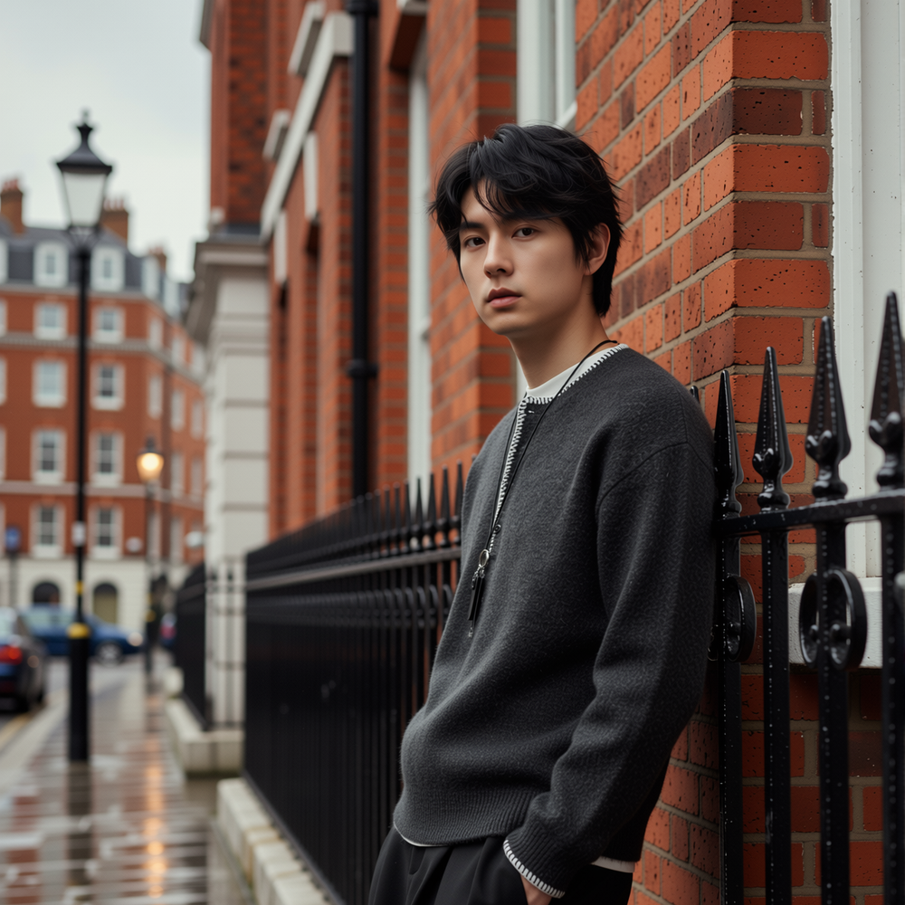 w2x韩版秋冬季羊毛针织衫男假两件套头男款内搭圆领毛衣上衣男士