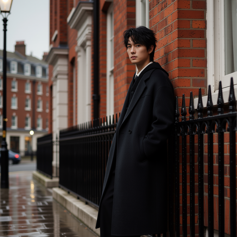 w2x秋冬季英伦风风衣加厚中长款宽松休闲西装外套双面羊毛呢大衣