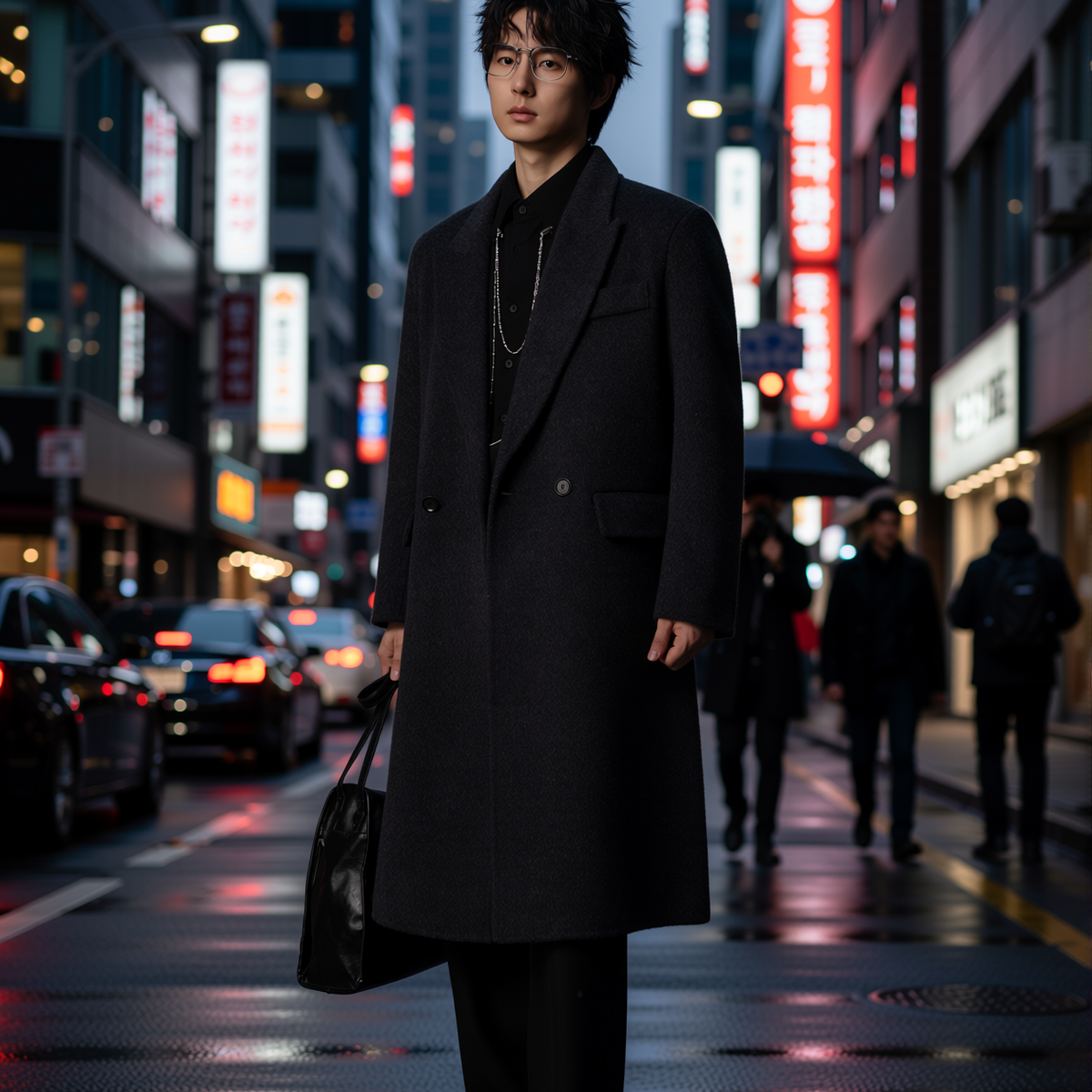 w2x冬季全羊毛呢大衣西装男士风衣中长款冬装新款外套双面呢男装