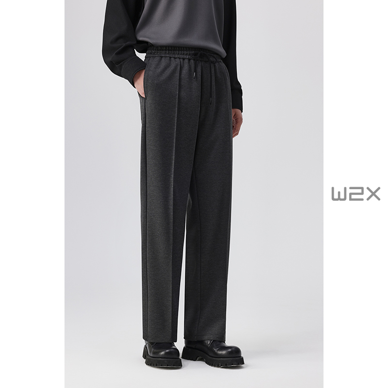 犀牛折宽松松紧腰设计感休闲裤