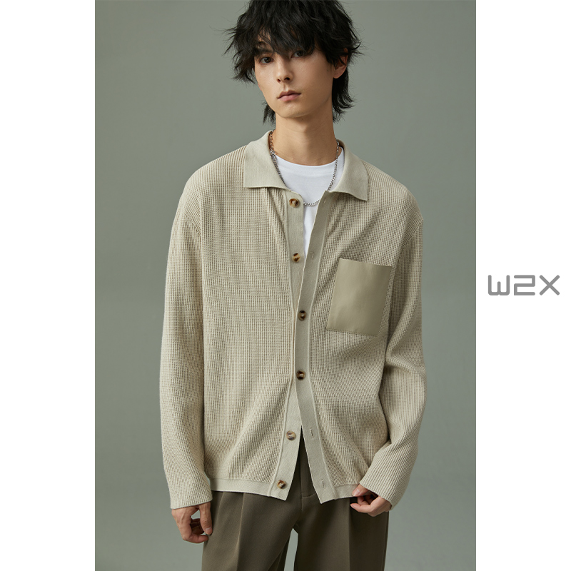 w2x春季针织开衫男时尚毛衣外套