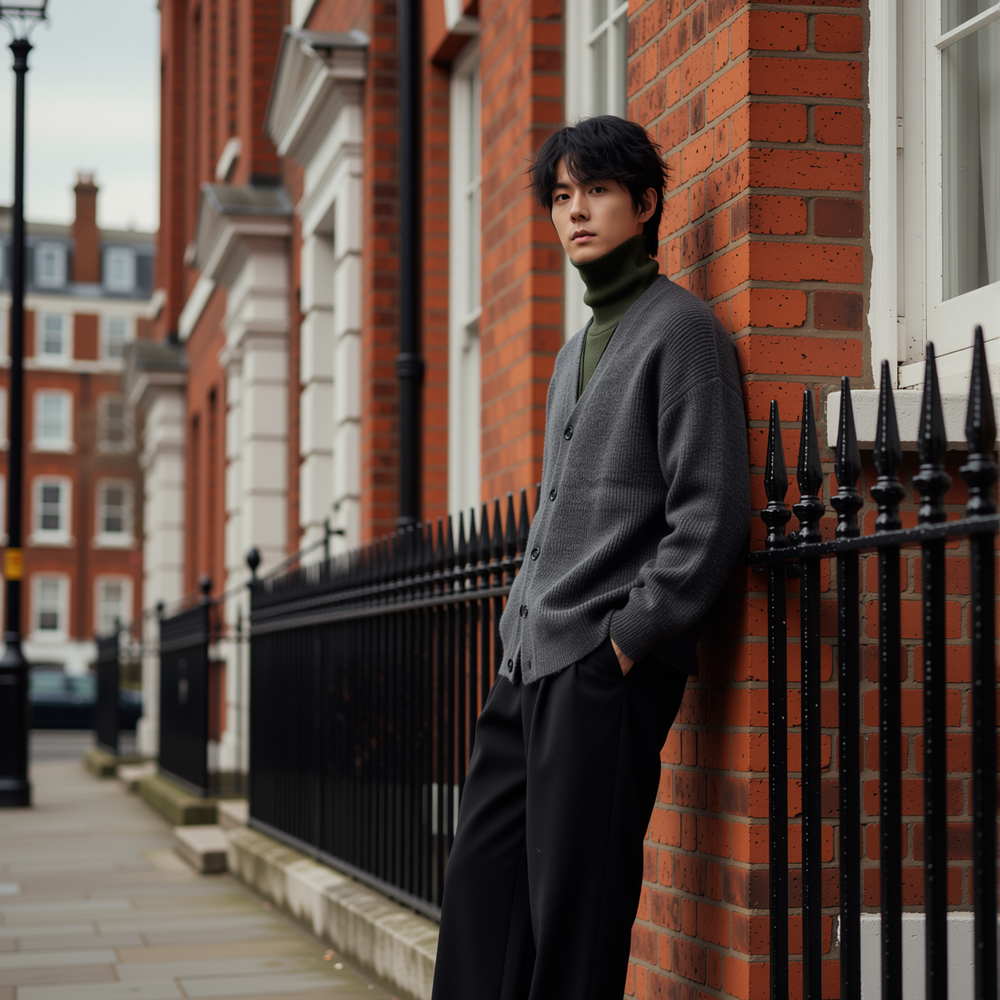 w2x秋冬季简约针织开衫毛呢毛衣外套男加厚保暖男装男士冬装韩版