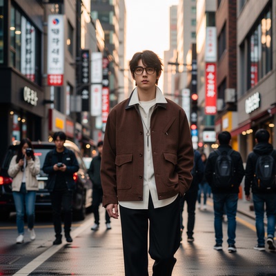 w2x秋冬季灯芯绒夹克外套男士拼接翻领工装时尚潮流冬装上衣新款