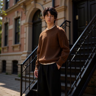 秋冬季 上衣打底加厚男装 新款 毛衣内搭冬装 线衣 男士 w2x毛呢针织衫