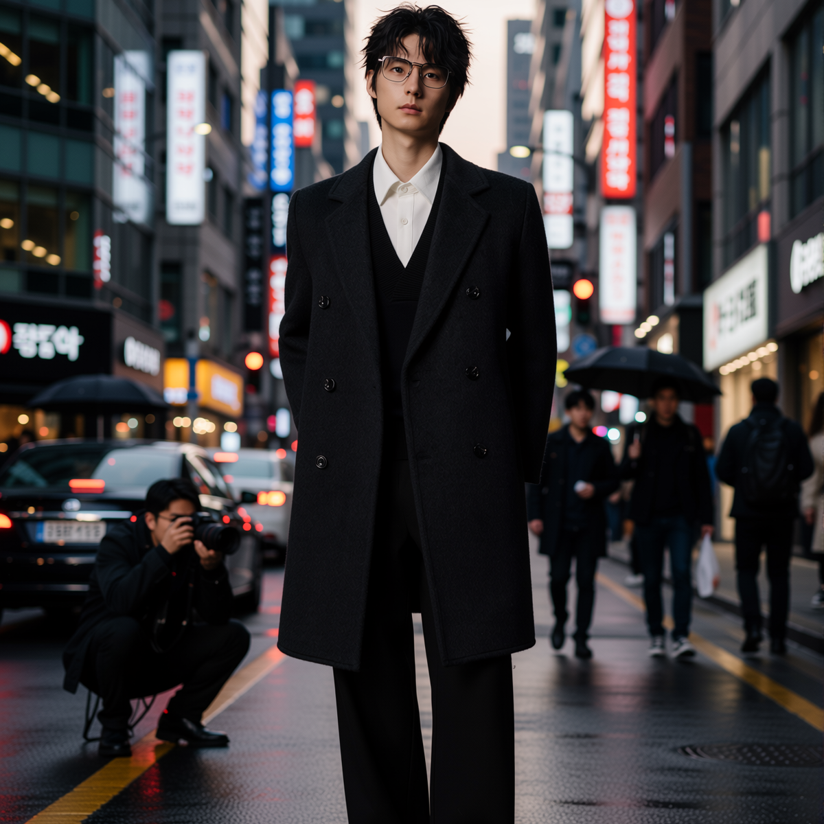 w2x老钱风双面呢大衣男秋冬季新款男士加厚中长款风衣羊毛呢外套