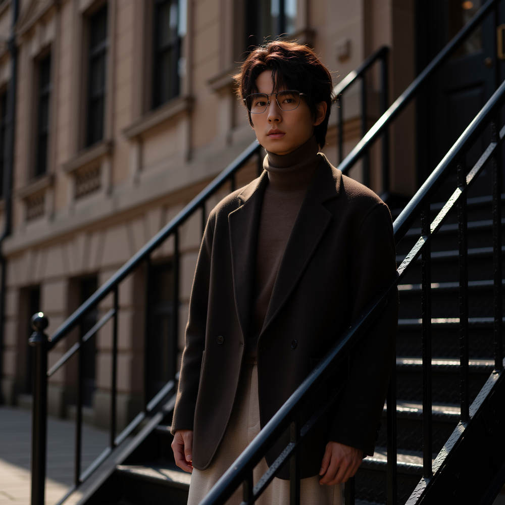 w2x冬款羊毛呢大衣秋冬季新款商务休闲男装西服西装外套双面呢子