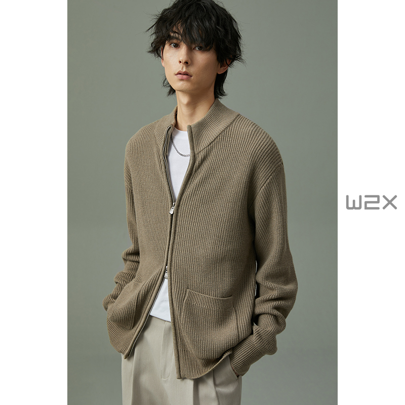 w2x春季羊毛开衫男毛衣外套