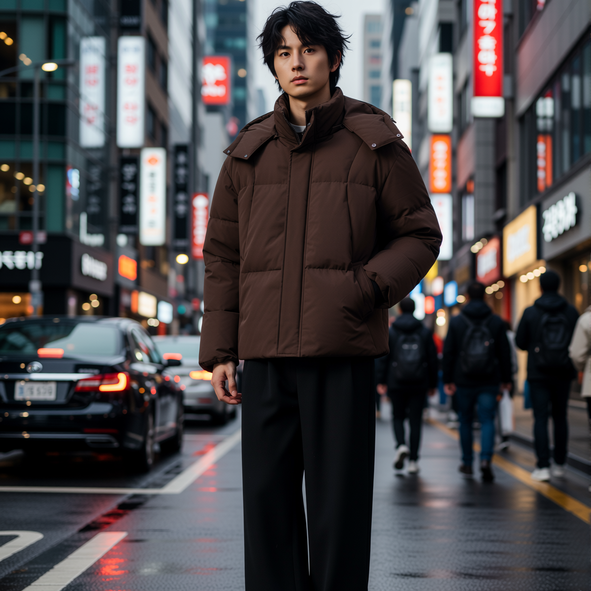 w2x宽松90鸭绒羽绒服连帽美式短款冬季新款加厚面包服外套男保暖