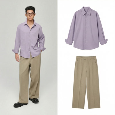 春季新款法式西装衬衫男