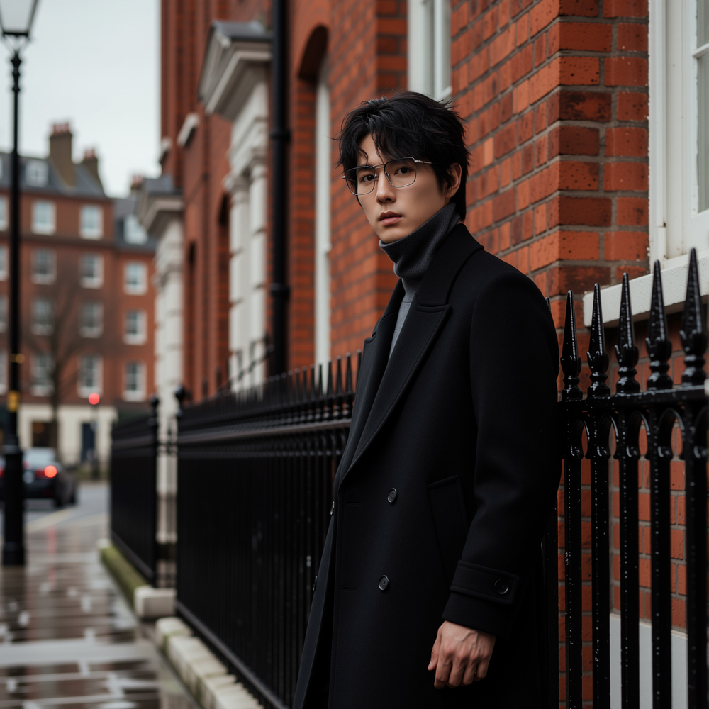 w2x秋冬季羊毛呢大衣男士西装风衣男款加厚过膝双面呢外套西装领