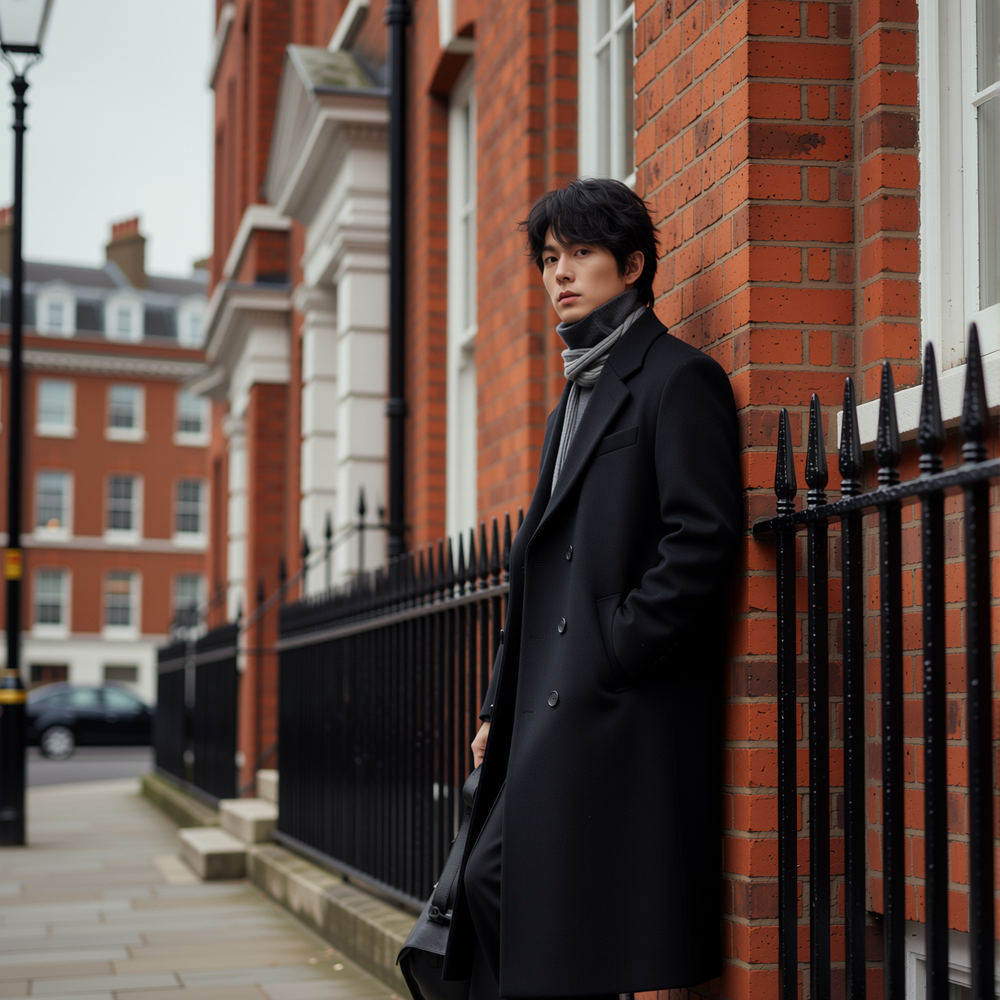 w2x双面羊毛呢大衣男士秋冬季新款风衣中长款加厚外套男款冬装潮