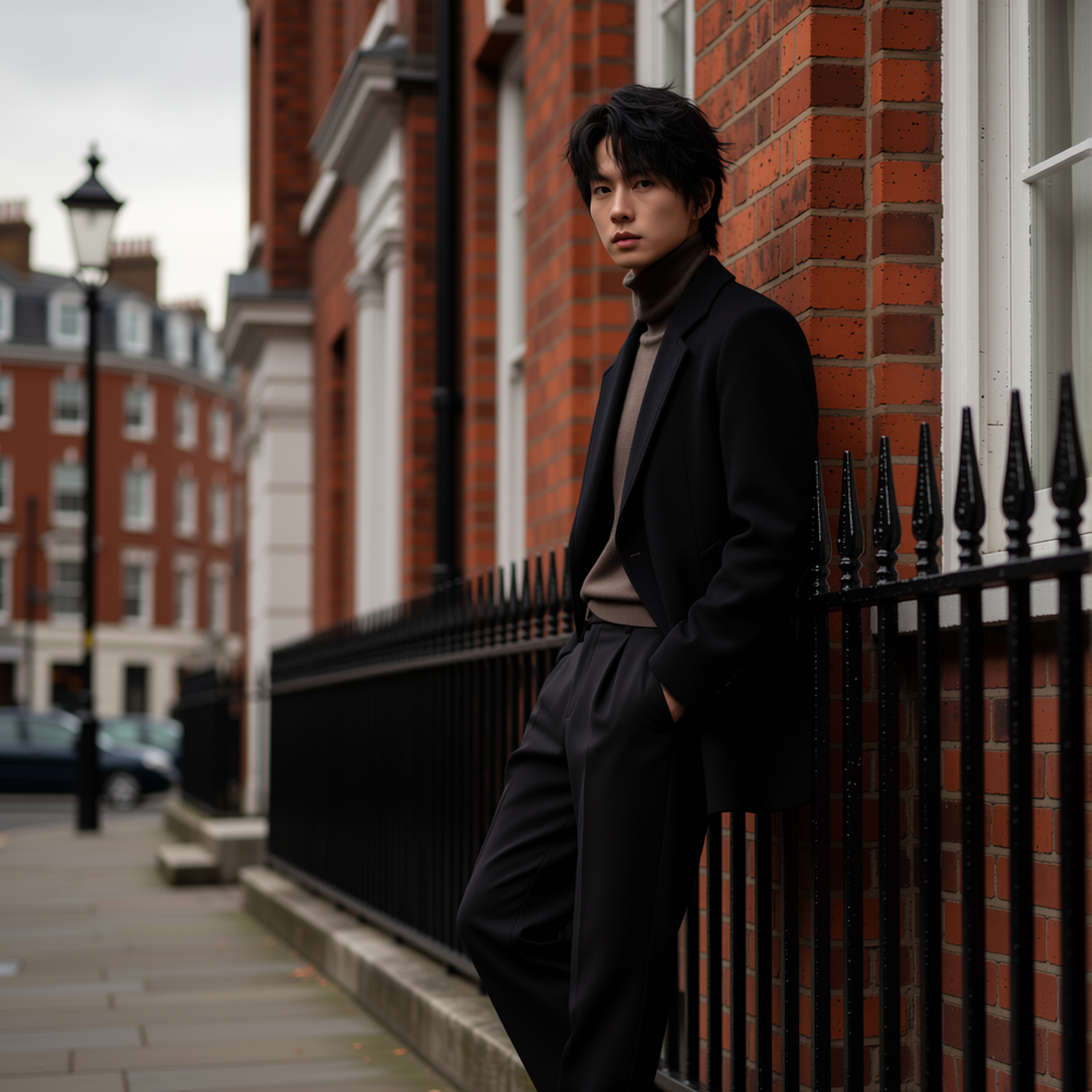 w2x双面羊毛呢大衣英伦风秋冬季新款加厚冬装中长款风衣外套男装