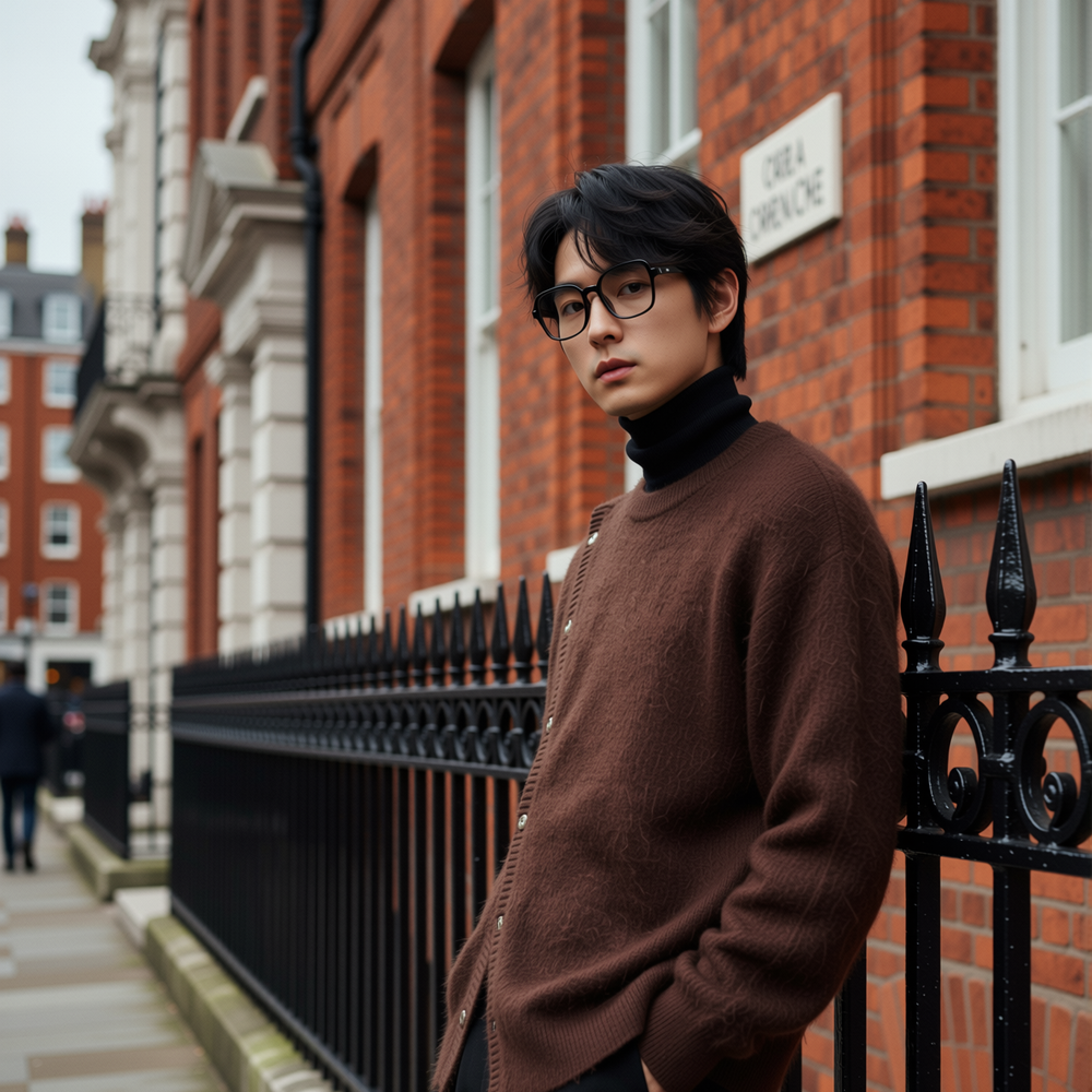 w2x秋冬季新款简约毛呢毛衣针织衫秋冬季长袖打底男加厚上衣内搭