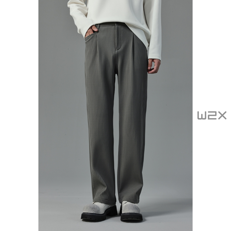 春秋季条纹松紧腰休闲裤