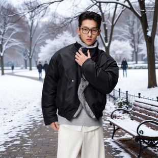 男士 棉衣加厚夹棉冬装 座山雕外套 新款 w2x毛呢领棉服男高级感冬季
