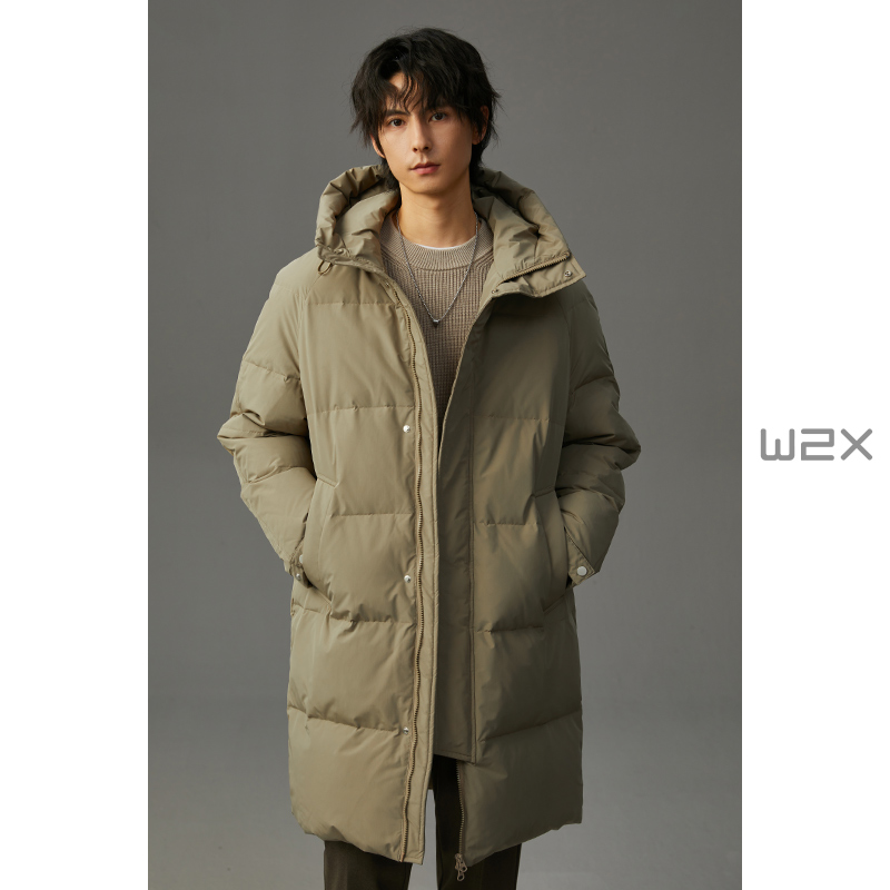 冬季防水防油防污连帽羽绒服男