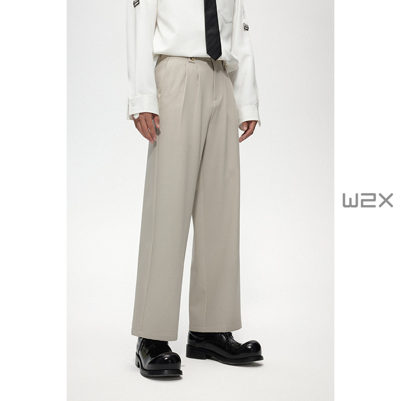 w2x夏季薄款宽松直筒休闲裤男青年百搭垂坠感长裤子商务休闲西裤