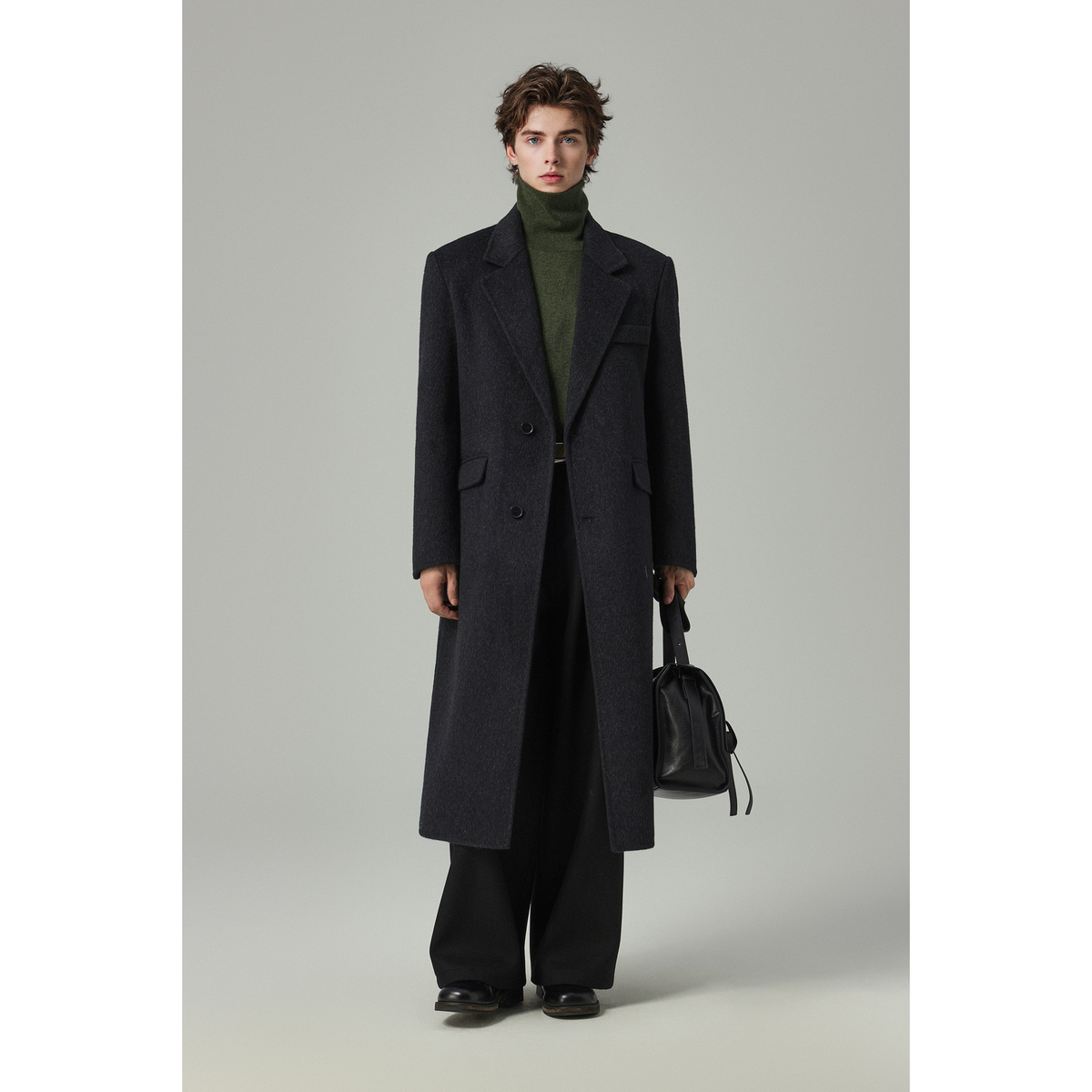 w2x克苏鲁风衣羊毛呢大衣秋冬季新款加厚外套男装中长款百搭