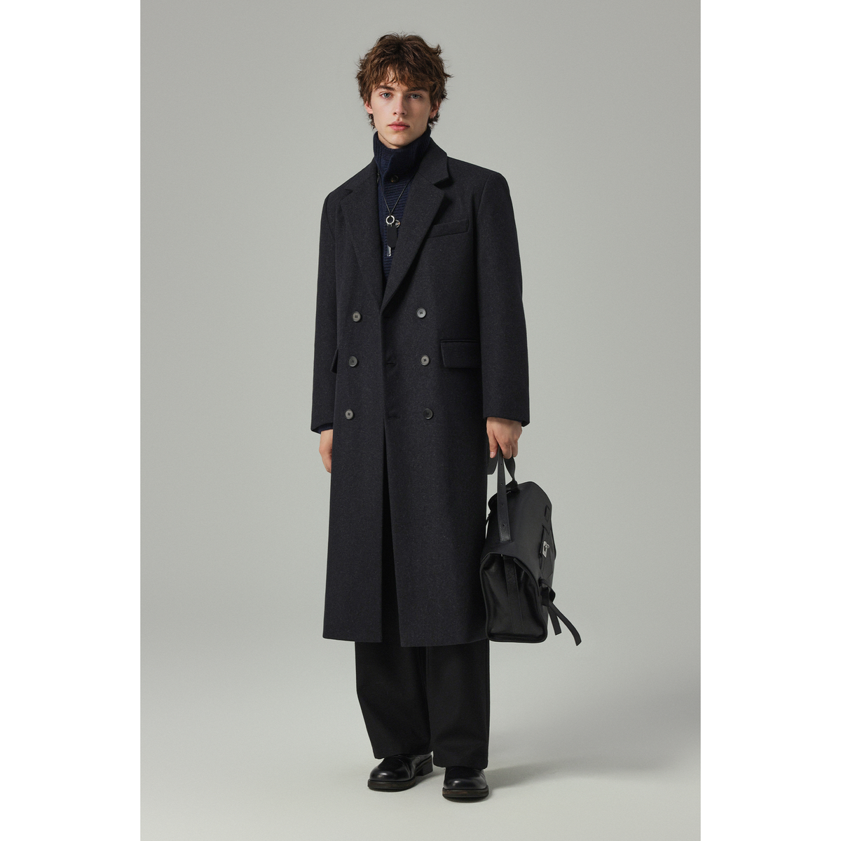 w2x2025新款秋冬季加厚羊毛呢子大衣双面呢外套男士过膝风衣冬装