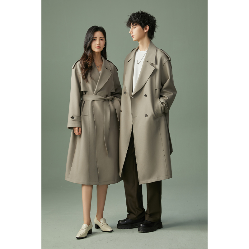 春秋季战壕风衣女中长款