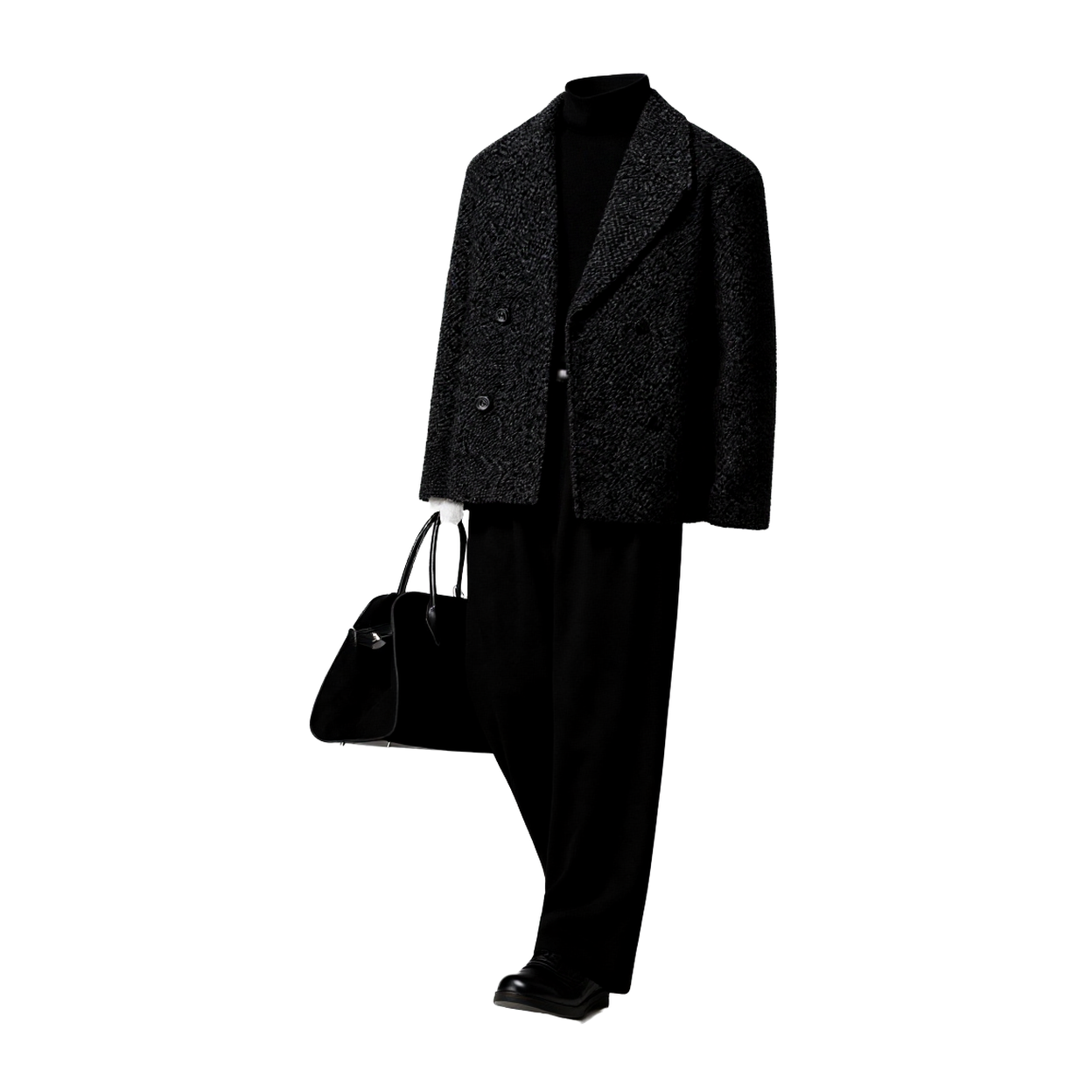 w2x高端大气双面呢羊毛呢大衣男士秋冬季加厚男款新款外套轻熟风