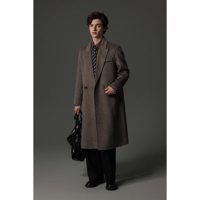 w2x2025秋冬新款双面呢大衣外套男款纯羊毛冬装加厚中长款风衣男