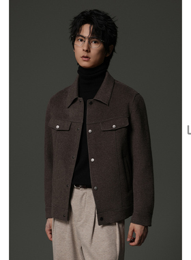 w2x秋冬季950g双面羊毛呢子夹克正肩百搭休闲短款外套设计感上衣