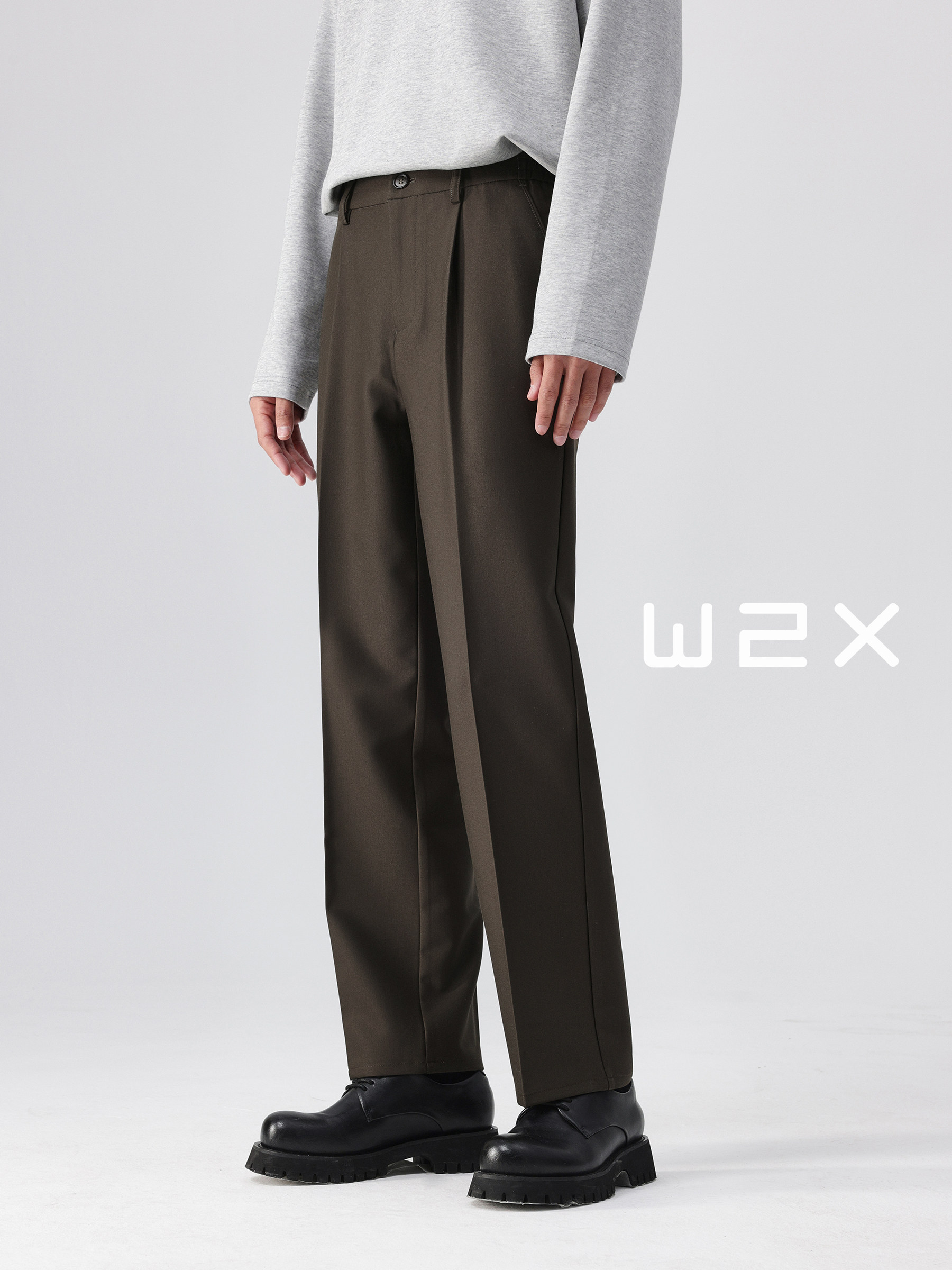w2x春夏季新款直筒宽松休闲裤男垂坠感小西装裤高级感百搭长裤子