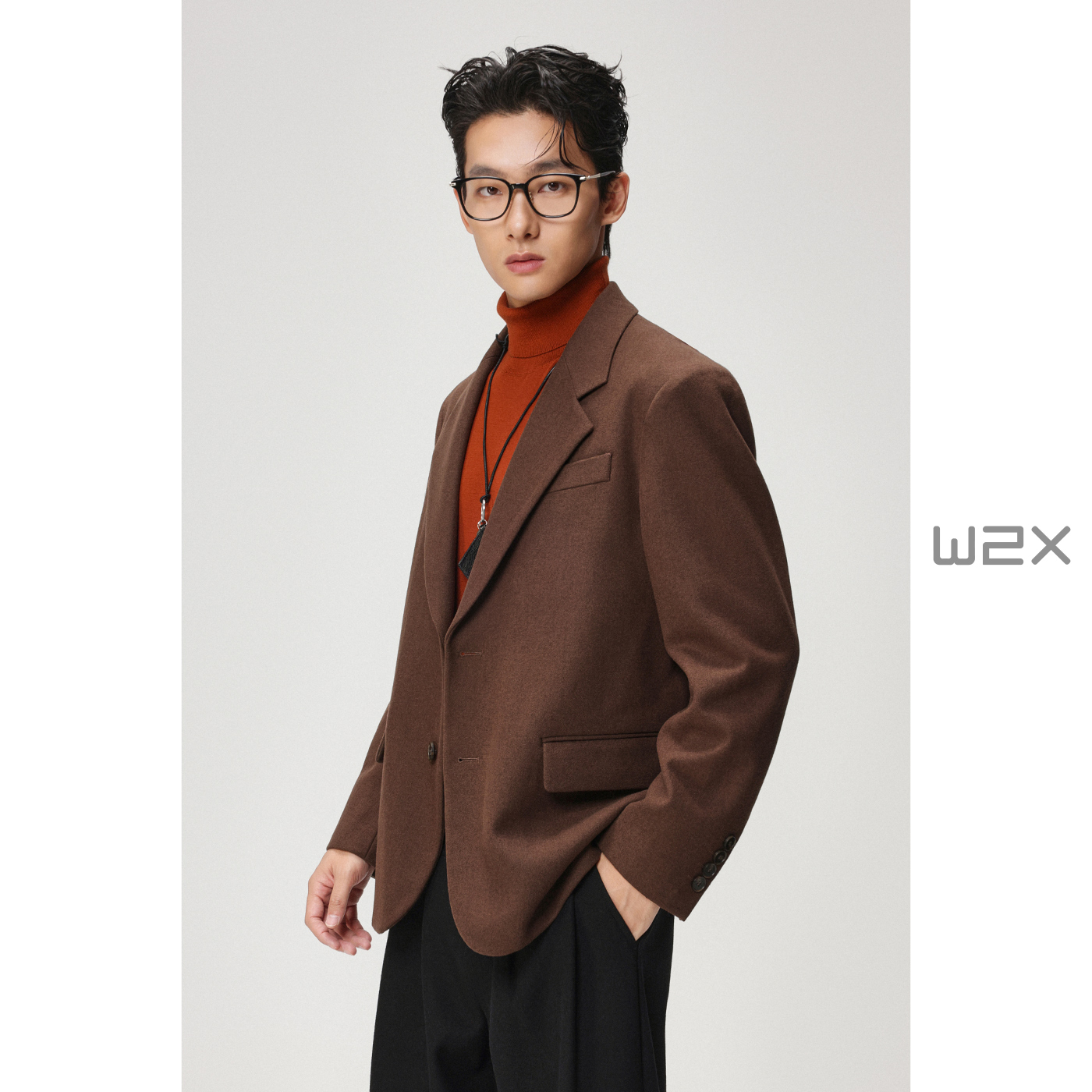 加厚羊毛西装男痞帅宽松休闲西服