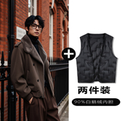 w2x夹克可选90白鹅羽绒服内胆秋冬季 保暖翻毛皮座山雕外套加厚款