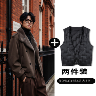 w2x夹克可选90白鹅羽绒服内胆秋冬季保暖翻毛皮座山雕外套加厚款