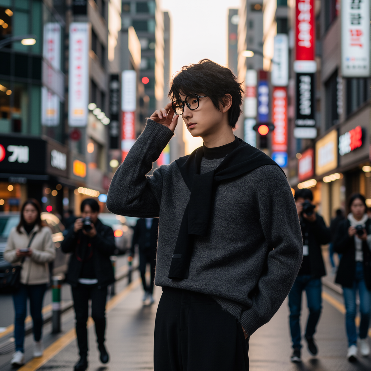 w2x秋冬季慵懒感男生毛衣毛呢针织衫上衣打底衫加厚保暖男士长袖