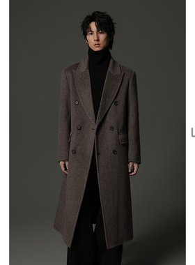 w2x2025秋冬季新款100%纯羊毛双面呢大衣男中长款高级感呢子外套