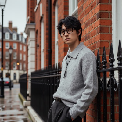 w2x冬季毛呢针织衫男士毛衣内搭新款慵懒风加厚保暖打底衫长袖男