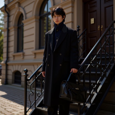 w2x秋冬季毛呢大衣男士冬装超好看加厚风衣中长款呢子西装外套男