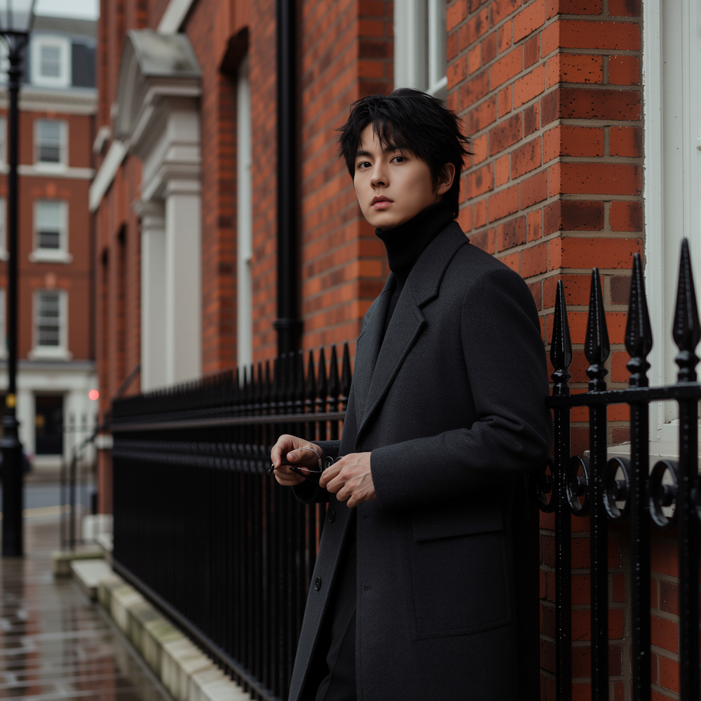 w2x秋冬季新款双面呢大衣男士加厚男装中长款风衣羊毛呢西装外套